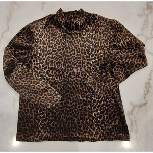 Stonebridge Petites Leopard Print Valour Mock‎ Turtleneck Women's Size PS